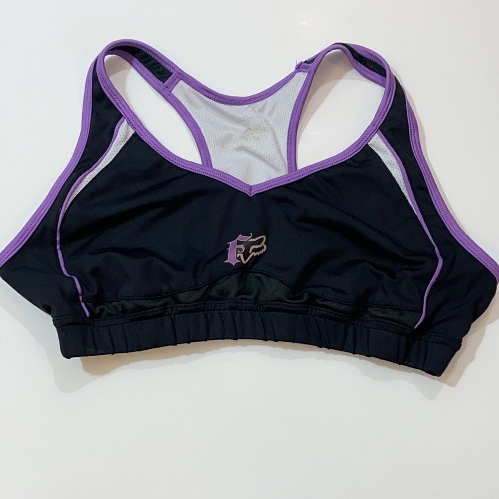 FOX Black and Purple Sports Bra Size Approximately M L No Tag